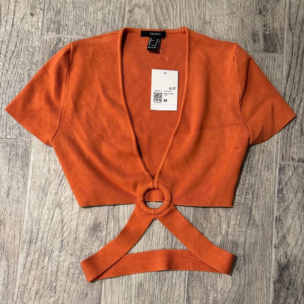 Trendyol Women's Orange Crop Top with Ring Accent